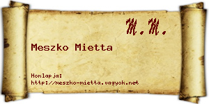 Meszko Mietta névjegykártya